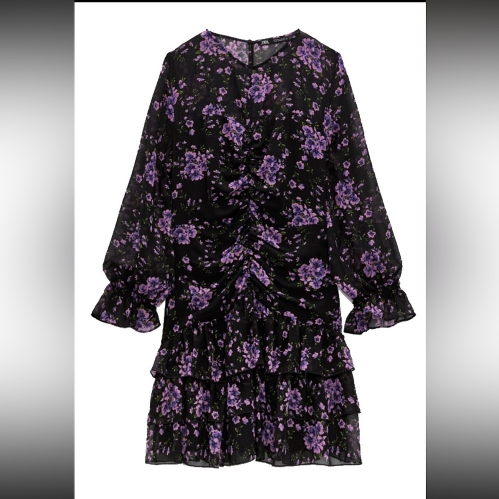 ZARA Floral draped printed dress